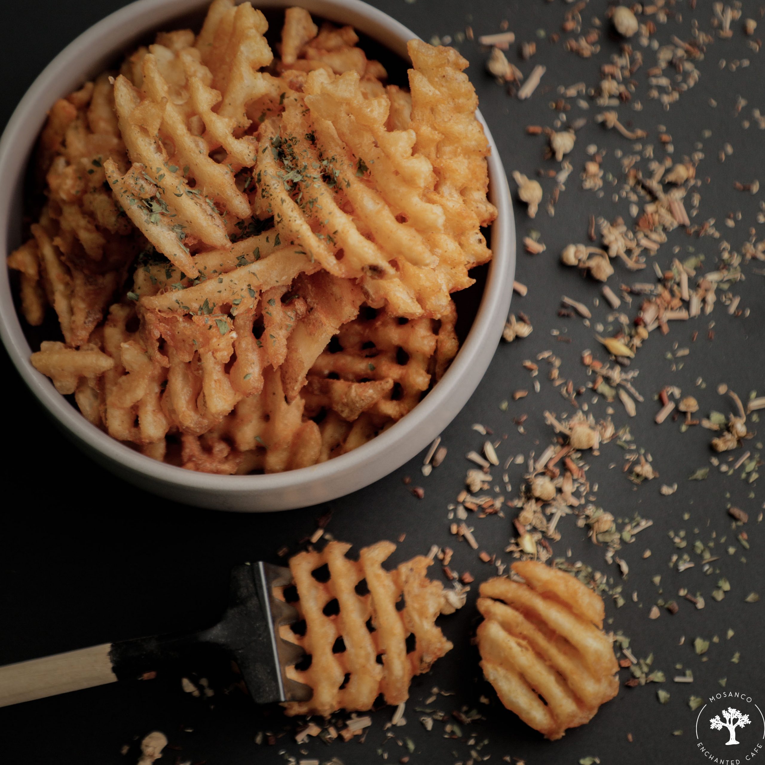 Cross Cut Fries ( Cheesy / Truffle Oil ) Enchanted Cafe